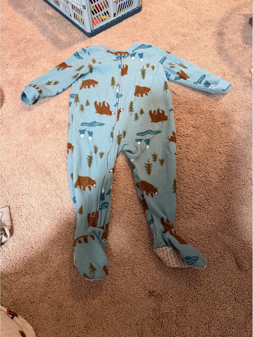 Carters baby fleece footed sleeper blue woodland animal print 18M
